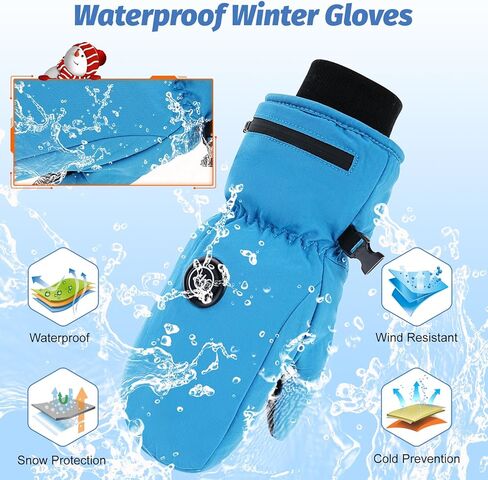قفازات ساخنة قفازات الشتاء الكهربائية للأطفال، قفازات wjiang القابلة لإعادة الشحن قفازات الثلج الدافئة للبنين والبنات، قفازات تزلج للأطفال الصغار مقاومة للماء مع شاشة تعمل باللمس للتخييم في الهواء الطلق والمشي لمسافات طويلة in Kuwait