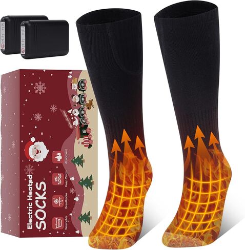 2023 جوارب قابلة لإعادة الشحن بقدرة 4000 مللي أمبير في الساعة للرجال والنساء، جوارب تدفئة حرارية كهربائية قابلة للغسل للصيد والتزلج في الشتاء في الهواء الطلق - البطارية متضمنة in Kuwait