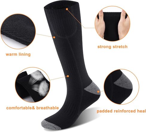 2023 جوارب قابلة لإعادة الشحن بقدرة 4000 مللي أمبير في الساعة للرجال والنساء، جوارب تدفئة حرارية كهربائية قابلة للغسل للصيد والتزلج في الشتاء في الهواء الطلق - البطارية متضمنة in Kuwait