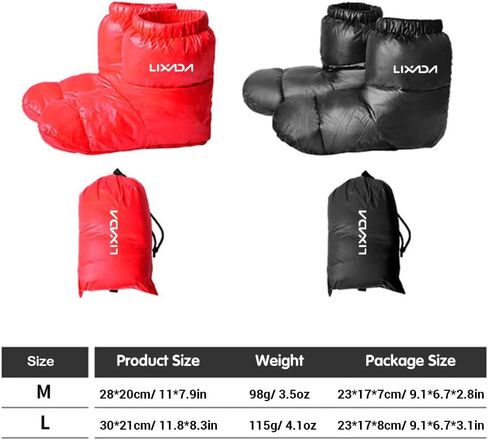 Lixada أحذية شتوية خفيفة الوزن للبط أسفل الجوارب الدافئة شباشب دافئة وناعمة ومريحة ومقاومة للماء للتخييم وحقيبة النوم للرجال والنساء أحذية شتوية للبط أسفل الأحذية النعال in Kuwait