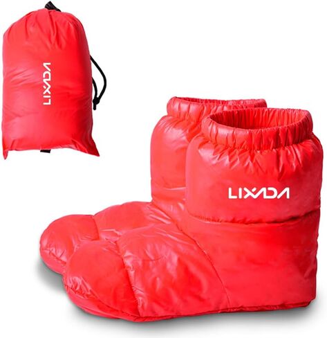 Lixada أحذية شتوية خفيفة الوزن للبط أسفل الجوارب الدافئة شباشب دافئة وناعمة ومريحة ومقاومة للماء للتخييم وحقيبة النوم للرجال والنساء أحذية شتوية للبط أسفل الأحذية النعال in Kuwait