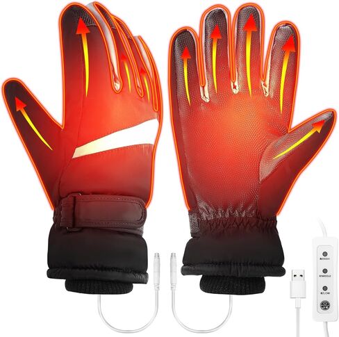 USB Heated Gloves for Man and Women, Augot Electric Heated Gloves Plug and Play, Temperature Adjustable Heating Gloves Waterproof & Windproof for Home Office Cycling Motorcycle Hiking Skiing in Kuwait