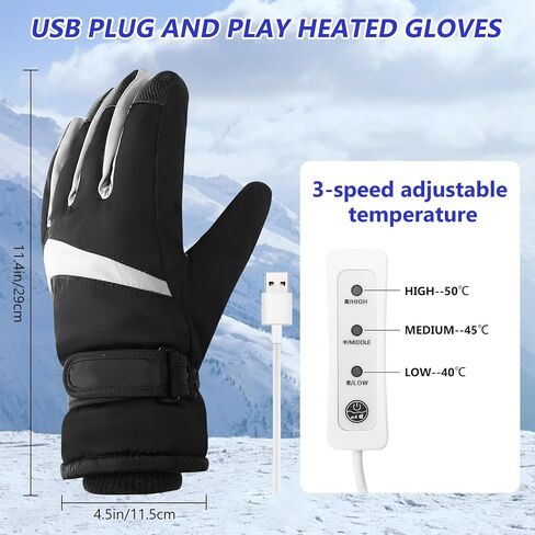 USB Heated Gloves for Man and Women, Augot Electric Heated Gloves Plug and Play, Temperature Adjustable Heating Gloves Waterproof & Windproof for Home Office Cycling Motorcycle Hiking Skiing in Kuwait