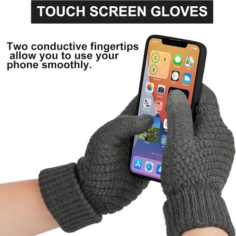 قبعة شتوية محبوكة ووشاح وقفازات فضفاضة قبعة صغيرة على شكل جمجمة قفازات لشاشات اللمس للنساء in Kuwait