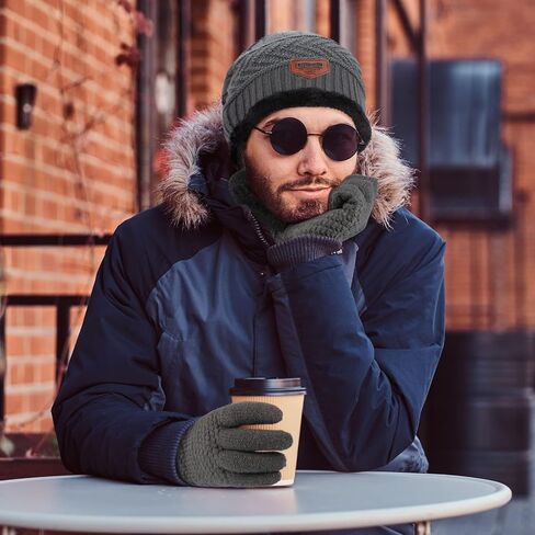 قبعة شتوية محبوكة ووشاح وقفازات فضفاضة قبعة صغيرة على شكل جمجمة قفازات لشاشات اللمس للنساء in Kuwait