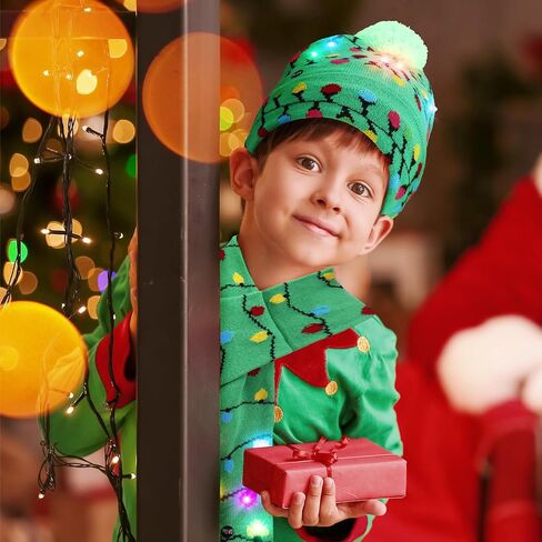 Ramede 12 Pcs LED Light up Christmas Hat Set Xmas Light up Beanie and Scarf Gloves Set for Christmas Holiday Party in Saudi Arabia