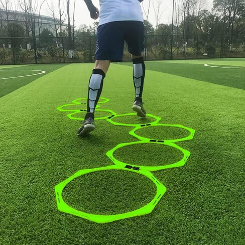 مجموعة حلقات خفة الحركة المثمنة من TNZMART متعددة الوظائف، حلقة تدريب مثمنة، دوائر تدريب متعددة الأضلاع مع 10 مخاريط قرصية in Kuwait