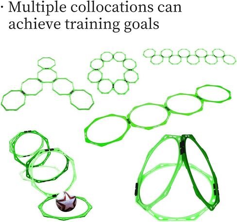 مجموعة حلقات خفة الحركة المثمنة من TNZMART متعددة الوظائف، حلقة تدريب مثمنة، دوائر تدريب متعددة الأضلاع مع 10 مخاريط قرصية in Kuwait