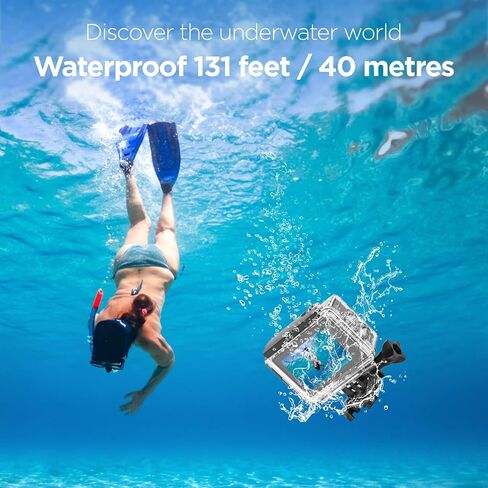 4K 30fps Action Camera - 131ft/40m Waterproof Underwater Camera EIS, WiFi Camera 170°Angle Sports Camera,HD 20MP Bike Camera with 2.4G Remote Control 2 Batteries & Helmet Accessories Kit in Kuwait