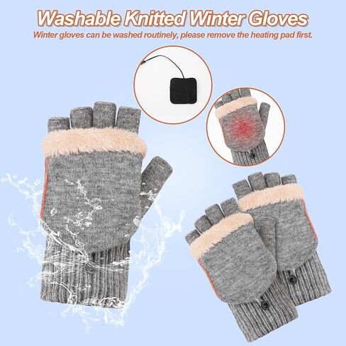 قفازات USB ساخنة، قفازات الشتاء KKUYT ساخنة مع 3 مستويات درجة الحرارة، قفازات الكمبيوتر المحمول الدافئة الأيدي الشتوية محبوك الأيدي التدفئة قفازات كاملة ونصف أصابع قفازات الكتابة للرجال النساء كهدية الشتاء in Kuwait