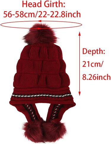 ZffXH الصوف اصطف مخطط بيرو متماسكة قبعة لابلاندر الجمجمة قبعات صغيرة الأذن اللوحات الصوف الدافئة الكريات in Kuwait