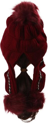 ZffXH الصوف اصطف مخطط بيرو متماسكة قبعة لابلاندر الجمجمة قبعات صغيرة الأذن اللوحات الصوف الدافئة الكريات in Kuwait