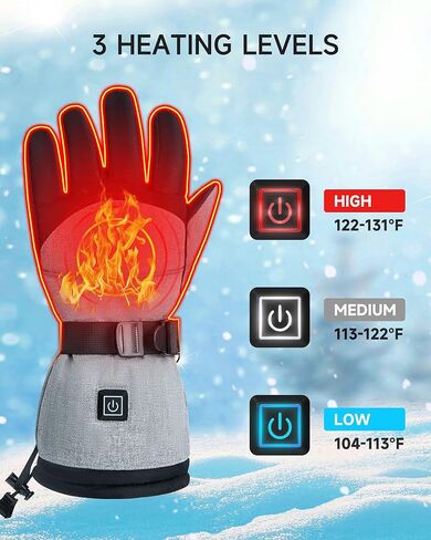 ALLJOY Heated Gloves for Men Women 5000mAh Rechargeable Batteries 3 Heating Levels Touchscreen Electric Gloves Waterproof Windproof Heated Winter Gloves for Motorcycle Ski in Kuwait