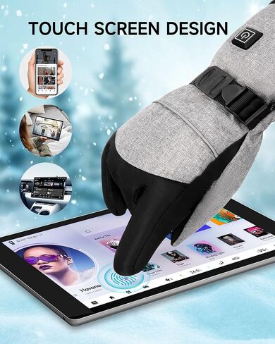 ALLJOY Heated Gloves for Men Women 5000mAh Rechargeable Batteries 3 Heating Levels Touchscreen Electric Gloves Waterproof Windproof Heated Winter Gloves for Motorcycle Ski in Kuwait