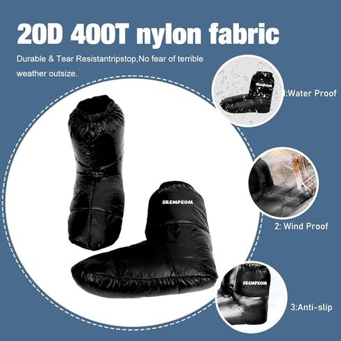 [Upgraded] Ultralight Winter Camping Booties Warm Socks Sleeping Sock for Men & Women,Water-Resistant Warm Soft Cozy for Camp Sleeping Bag Tent Down Booties Foot Warmer in Kuwait