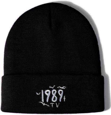 Flvkev 1989 قبعة للجنسين للرجال والنساء قبعة متماسكة قبعة شتوية بيني متماسكة ذات أساور سوداء in Kuwait