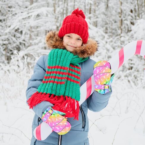 PAMAID Kids Ski Mittens Gloves Waterproof Winter Warm Snow Gloves with Long Cuff for Kids Toddler Girls in Kuwait