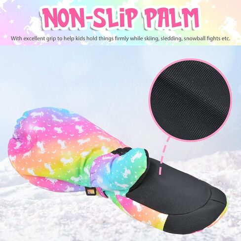 PAMAID Kids Ski Mittens Gloves Waterproof Winter Warm Snow Gloves with Long Cuff for Kids Toddler Girls in Kuwait