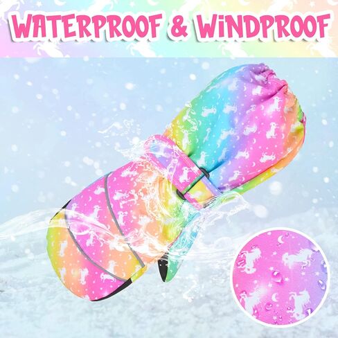 PAMAID Kids Ski Mittens Gloves Waterproof Winter Warm Snow Gloves with Long Cuff for Kids Toddler Girls in Kuwait