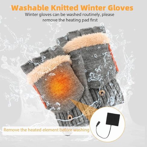 قفازات تسخين USB للرجال والنساء، قفازات شتوية دافئة من KKUYT، 3 مستويات تسخين، قفازات كمبيوتر محمول دافئة لليدين في الشتاء، قفازات محبوكة لتدفئة كاملة ونصف بدون أصابع، قفازات كتابة، أفضل هدية شتوية-رمادي in Kuwait