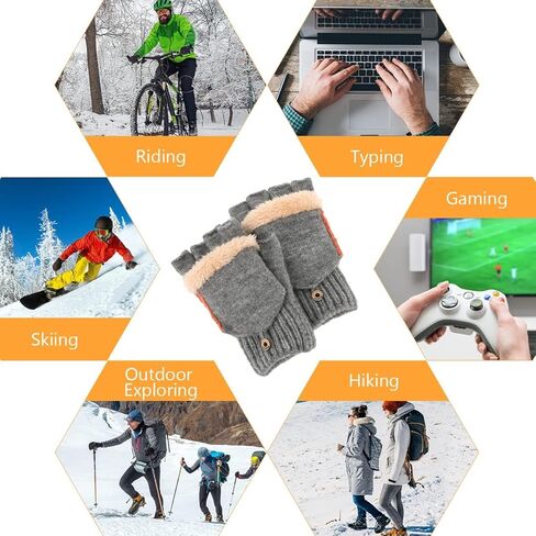 قفازات تسخين USB للرجال والنساء، قفازات شتوية دافئة من KKUYT، 3 مستويات تسخين، قفازات كمبيوتر محمول دافئة لليدين في الشتاء، قفازات محبوكة لتدفئة كاملة ونصف بدون أصابع، قفازات كتابة، أفضل هدية شتوية-رمادي in Kuwait