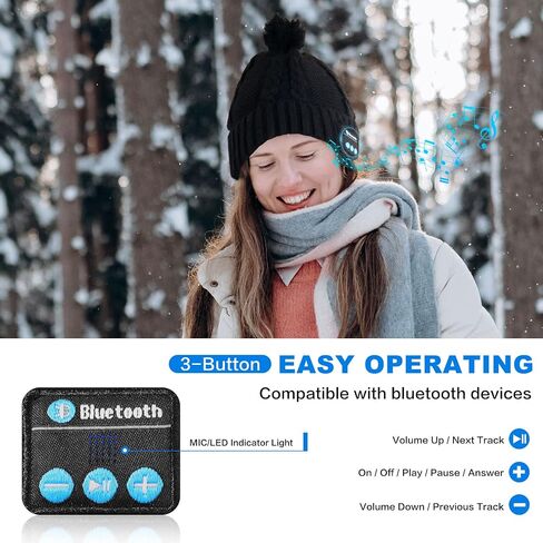 Bluetooth Beanie hat, Gifts for Women Men, Pom Music hat with Wireless Headphones Christmas Stocking Stuffers Birthday Black in Saudi Arabia