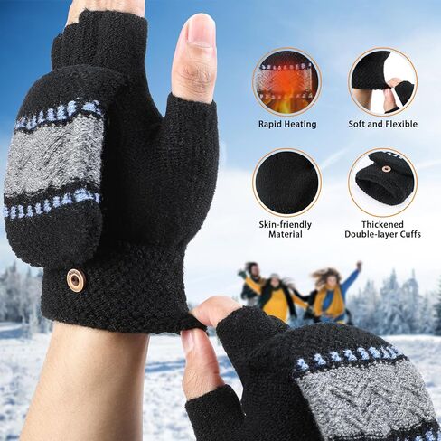 قفازات ACETOP USB ساخنة للرجال والنساء، قفازات تدفئة شتوية دافئة، قفازات كهربائية تعمل باللمس بدون أصابع، تدفئة اليدين بالكامل ونصف مع 3 درجات حرارة قابلة للتعديل، قفازات كمبيوتر محمول قابلة للغسل in Kuwait