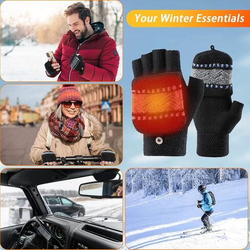 قفازات ACETOP USB ساخنة للرجال والنساء، قفازات تدفئة شتوية دافئة، قفازات كهربائية تعمل باللمس بدون أصابع، تدفئة اليدين بالكامل ونصف مع 3 درجات حرارة قابلة للتعديل، قفازات كمبيوتر محمول قابلة للغسل in Kuwait