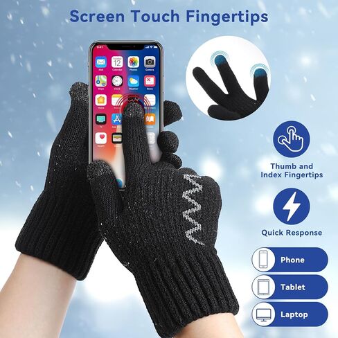 WIOR USB Heated Gloves, Unisex Hand Warmers Full Finger Knit Touchscreen Gloves Double-Sided Heating Mittens with 3 Temperature Levels, Winter Warm Laptop Thermal Gloves for Women Men Indoor Outdoor in Kuwait