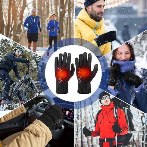 WIOR USB Heated Gloves, Unisex Hand Warmers Full Finger Knit Touchscreen Gloves Double-Sided Heating Mittens with 3 Temperature Levels, Winter Warm Laptop Thermal Gloves for Women Men Indoor Outdoor in Kuwait