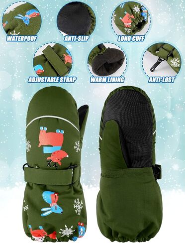 SATINIOR Kids Ski Mittens Winter Snow Waterproof Mittens Toddler Gloves Warm Windproof Mittens for Boys Girls in Saudi Arabia