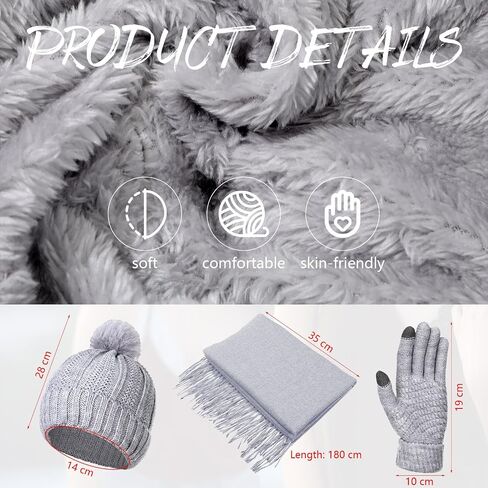 Liitrsh 12 Pcs Winter Beanie Hat Scarf Touchscreen Gloves Set Cold Weather Beanie Gloves Neck Warmer Set for Men Women in Saudi Arabia
