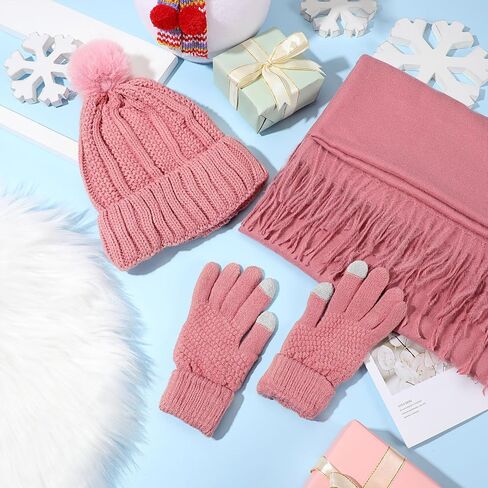 Liitrsh 12 Pcs Winter Beanie Hat Scarf Touchscreen Gloves Set Cold Weather Beanie Gloves Neck Warmer Set for Men Women in Saudi Arabia