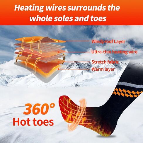 Heated Socks Rechargeable Electric Heated Socks for Men Women - 5V/5000 mAh Battery Powered Foot Warmer Stockings with APP Control for Winter Hunting Skiing Camping Hiking in Kuwait