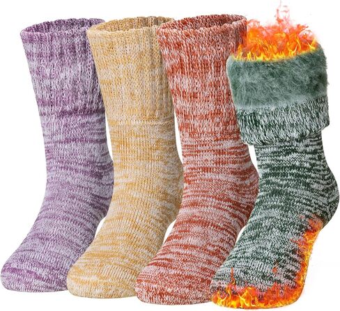 Kids Warm Thermal Socks for Toddler Boy Girls Winter Ski Thick Insulated Heated Boot Socks for Extreme Cold Weather 4 Pairs in Kuwait