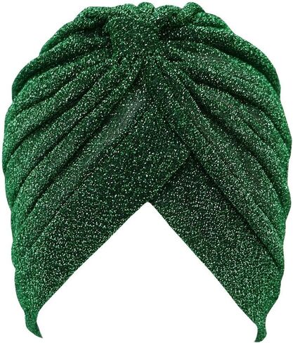 Pleated Glitter Turban for Women Stretchy Hat Beanie Headwrap Twist Elastic Slip on Cap Headwear Accessories in Kuwait