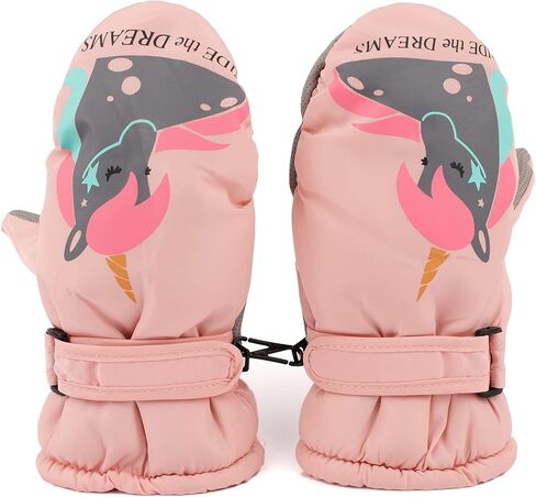 F Flammi Kids Winter Ski Mittens for Girs Warm Fluffy Lined Snow Gloves Water-Resistant Snow Mittens 2-8 Years in Kuwait