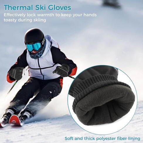 قفازات تزلج شتوية للرجال من جيكمور، قفازات حرارية مقاومة للماء دافئة للطقس البارد، قفازات ركوب الدراجات للجري والتخييم والمشي لمسافات طويلة وركوب الدراجات، هدية الكريسماس ورأس السنة الجديدة للرجال in Kuwait
