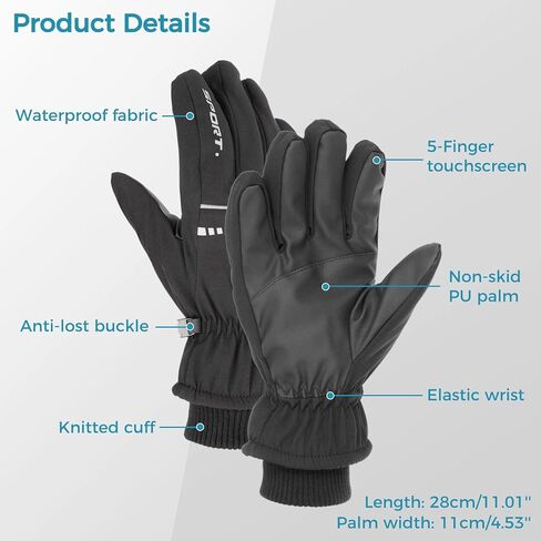 قفازات تزلج شتوية للرجال من جيكمور، قفازات حرارية مقاومة للماء دافئة للطقس البارد، قفازات ركوب الدراجات للجري والتخييم والمشي لمسافات طويلة وركوب الدراجات، هدية الكريسماس ورأس السنة الجديدة للرجال in Kuwait