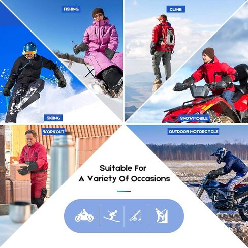 قفازات WISSBLUE 4000 مللي أمبير في الساعة قفازات تسخين مقاومة للماء قابلة لإعادة الشحن للرجال والنساء، قفازات شتوية دافئة للصيد والصيد والتزلج على الجليد والجري وركوب الدراجات والتزلج على الجليد والمشي لمسافات طويلة in Kuwait