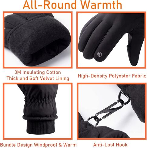 قفازات LJCUTE الشتوية بدون أصابع للتزلج على الجليد للرجال والنساء، طاردة للماء والرياح، قفازات صيد تعمل باللمس للطقس البارد للدراجات النارية والتزلج على الجليد والصيد وركوب الدراجات in Kuwait