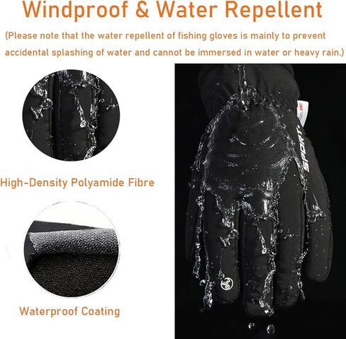 قفازات LJCUTE الشتوية بدون أصابع للتزلج على الجليد للرجال والنساء، طاردة للماء والرياح، قفازات صيد تعمل باللمس للطقس البارد للدراجات النارية والتزلج على الجليد والصيد وركوب الدراجات in Kuwait