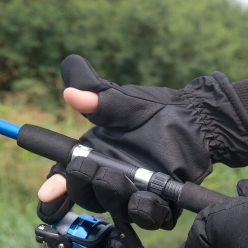 قفازات LJCUTE الشتوية بدون أصابع للتزلج على الجليد للرجال والنساء، طاردة للماء والرياح، قفازات صيد تعمل باللمس للطقس البارد للدراجات النارية والتزلج على الجليد والصيد وركوب الدراجات in Kuwait