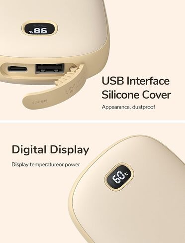 جهاز تدفئة اليد JISULIFE، بنك طاقة كهربائي 2 في 1 لتدفئة اليد بقدرة 5300 مللي أمبير في الساعة، جهاز تدفئة جيب من النوع C قابل لإعادة الشحن مع شاشة LED، رائع للرياضات الخارجية والصيد والجولف والتخييم وهدايا دافئة للنساء والرجال in Kuwait