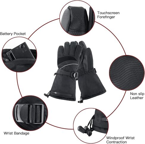 دبليو اي ام تي اتش يو اس قفازات تدفئة كهربائية للرجال والنساء تعمل باللمس مقاومة للماء لتدفئة اليدين قفازات الشتاء لجميع انواع الانشطة الخارجية in Kuwait