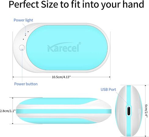 karecel تدفئة اليد القابلة لإعادة الشحن، سخان اليد الكهربائي القابل لإعادة الاستخدام 5200 مللي أمبير في الساعة سخان USB المحمول الساخن للجيب الساخن لتدفئة اليد، هدايا الشتاء الرائعة للرجال والنساء في الهواء الطلق الصيد والتخييم in Kuwait