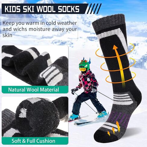 جوارب DoSmart للأطفال من صوف ميرينو للثلج، للأولاد والبنات والأطفال الصغار، جوارب شتوية دافئة للتزلج على الجليد والتزلج على الجليد in Kuwait