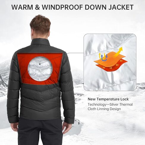 جاكيت شتوي رجالي من CAMELSPORTS خفيف الوزن وقابل للتعبئة ومقاوم للماء ومقاوم للرياح ملابس خارجية دافئة للتنزه سيرًا على الأقدام والسفر... in Kuwait