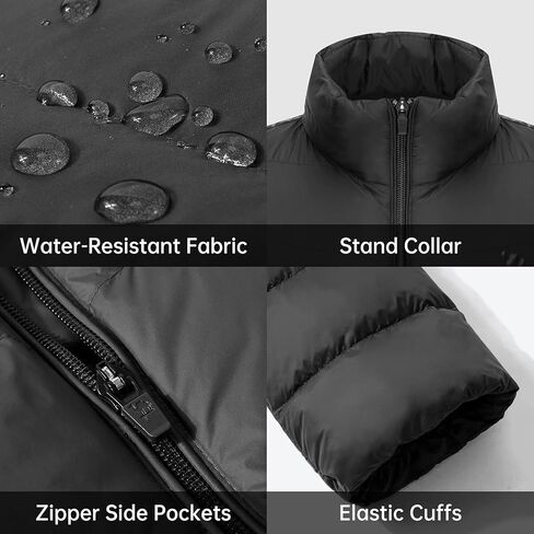 جاكيت شتوي رجالي من CAMELSPORTS خفيف الوزن وقابل للتعبئة ومقاوم للماء ومقاوم للرياح ملابس خارجية دافئة للتنزه سيرًا على الأقدام والسفر... in Kuwait