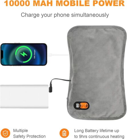 تدفئة اليد، قفازات تدفئة كهربائية سريعة الشحن بقدرة 10000 مللي أمبير في الساعة، بنك طاقة محمول، حقيبة تدفئة يدوية من الجرافين، 5 مستويات ومنطقتين للتدفئة للنساء والرجال والأطفال والتخييم في الهواء الطلق وهدايا عيد الميلاد in Kuwait